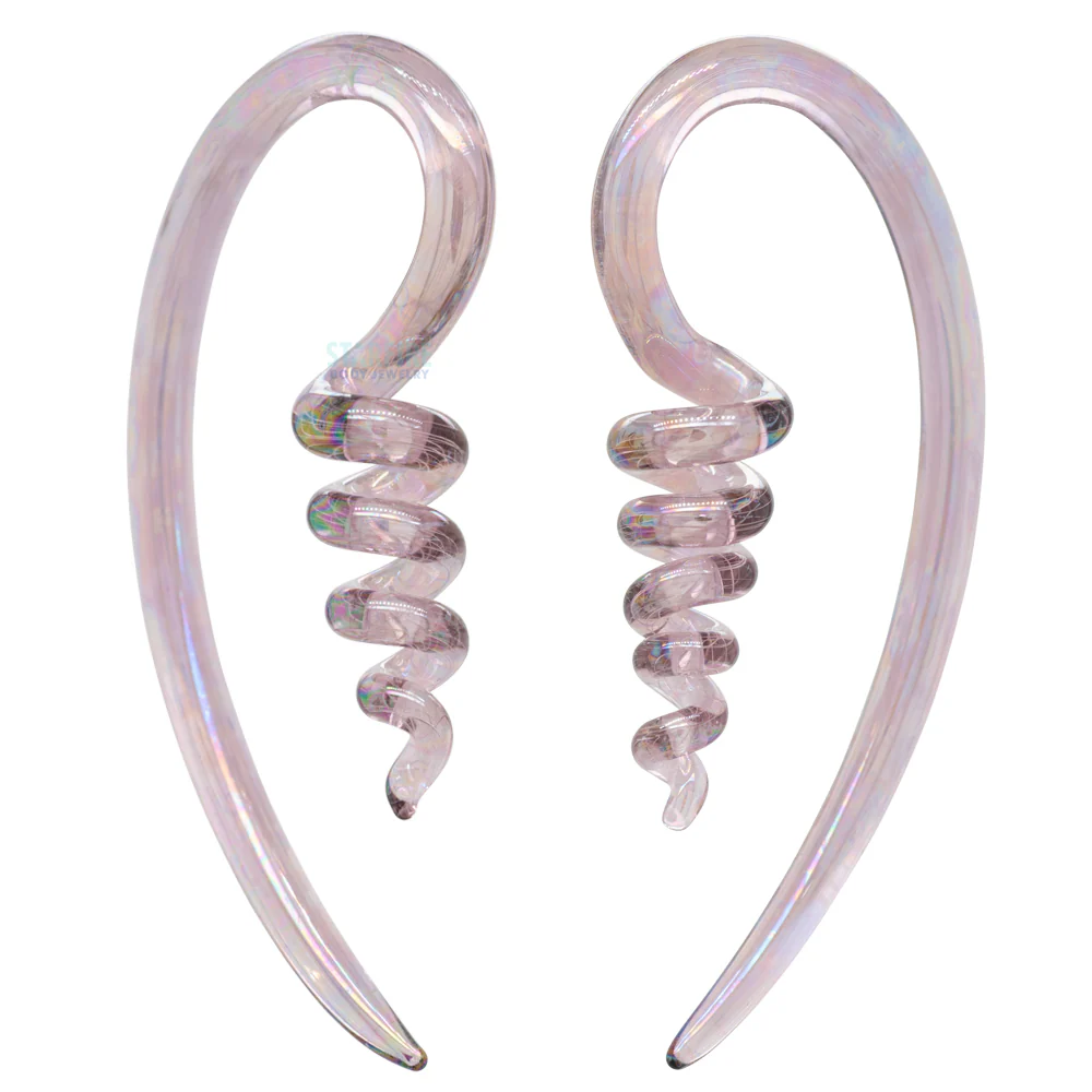 Glass Corkscrew River Talons - Oil Slick Peacock Amber