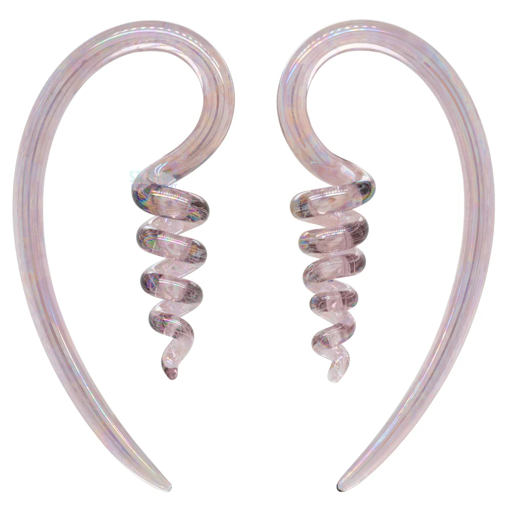 Glass Corkscrew River Talons - Oil Slick Peacock Amber - Image 3