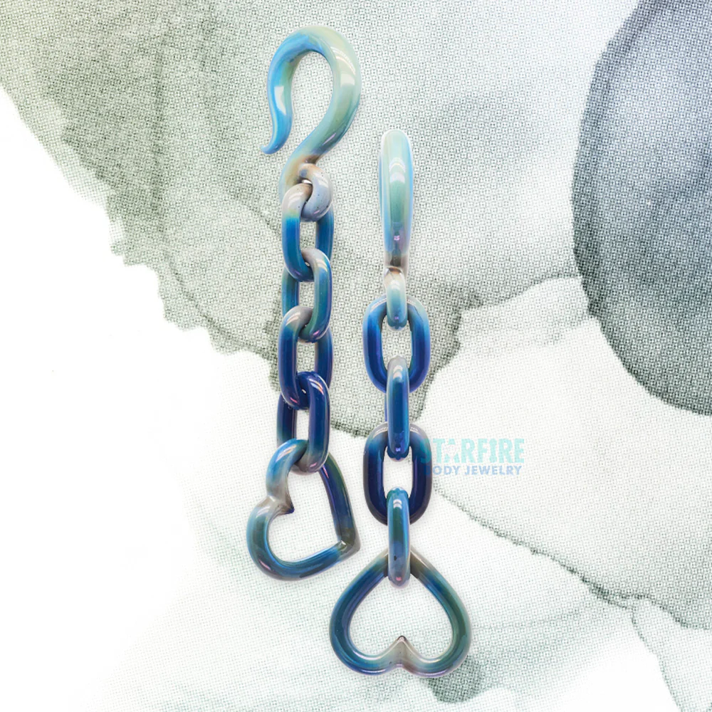 Glass Heart Chain Weights - Blue Moon - Image 2