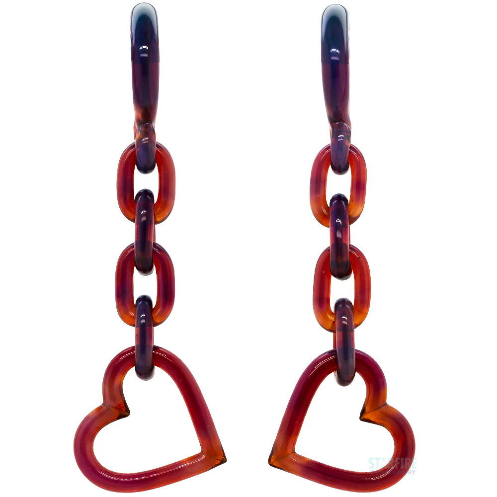 Glass Heart Chain Weights - Peacock Amber - Image 2