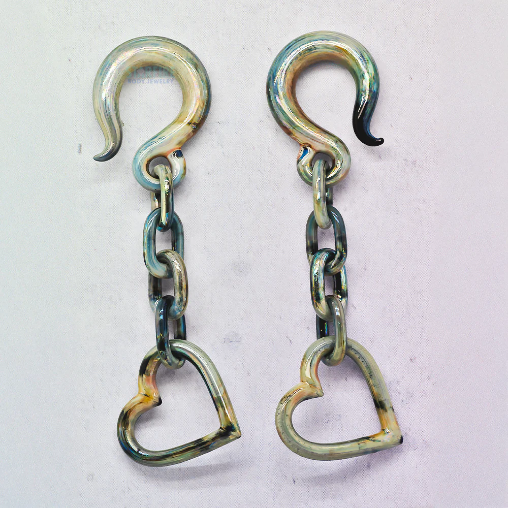 Glass Heart Chain Weights - Peacock Green - Image 2