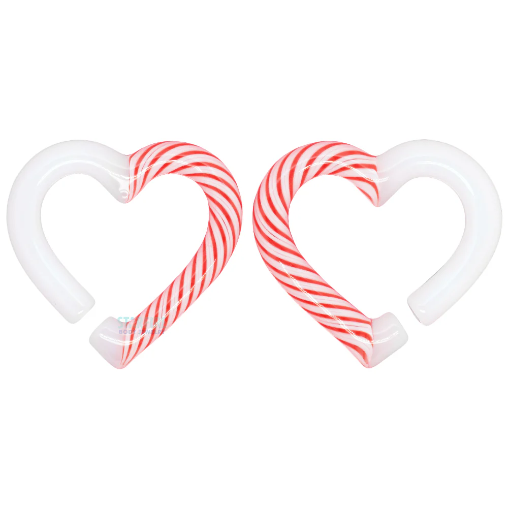 Glass Hearts - Red & White Candy Cane on White - Image 2