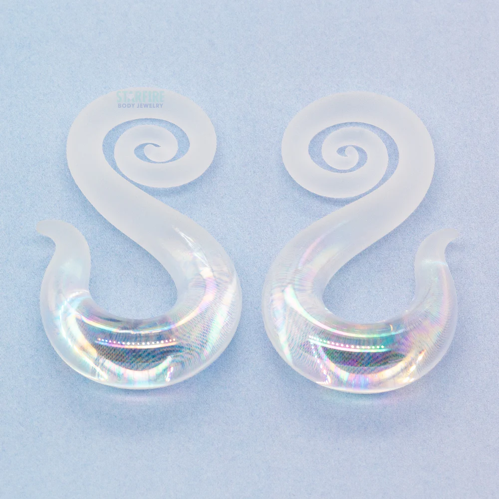 Glass Mini Drop Spirals - Oil Slick Clear Seaglass - Image 2