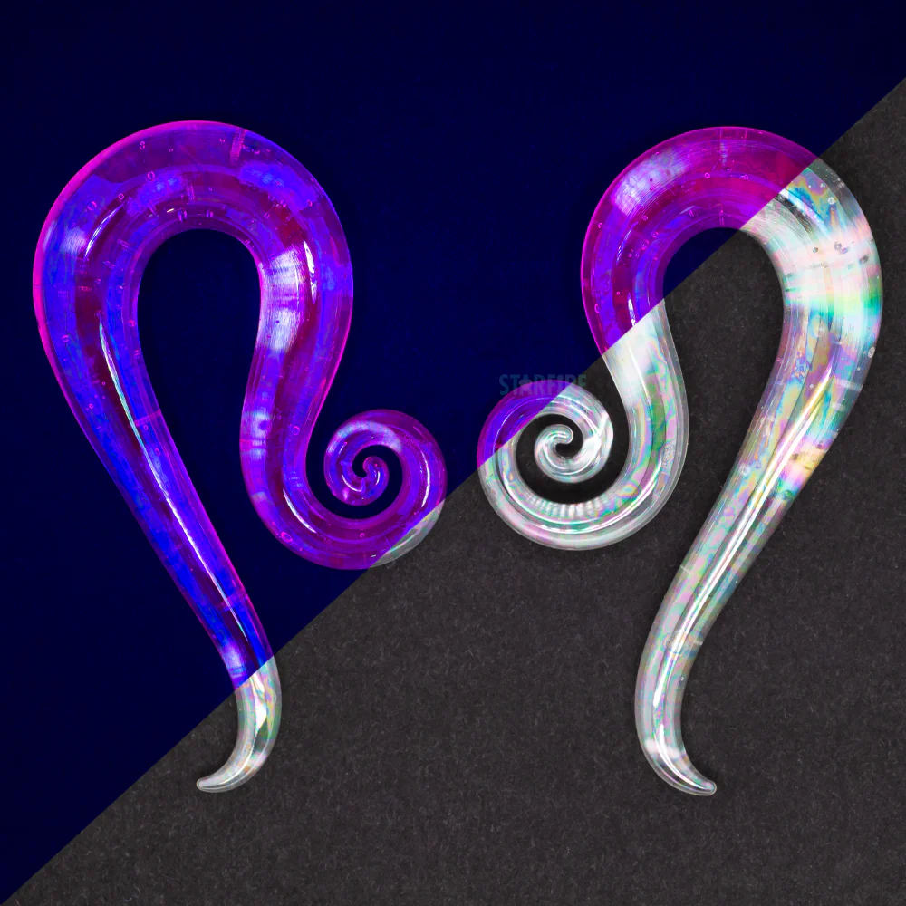 Glass Mini Leos - Oil Slick UV Clear Pink