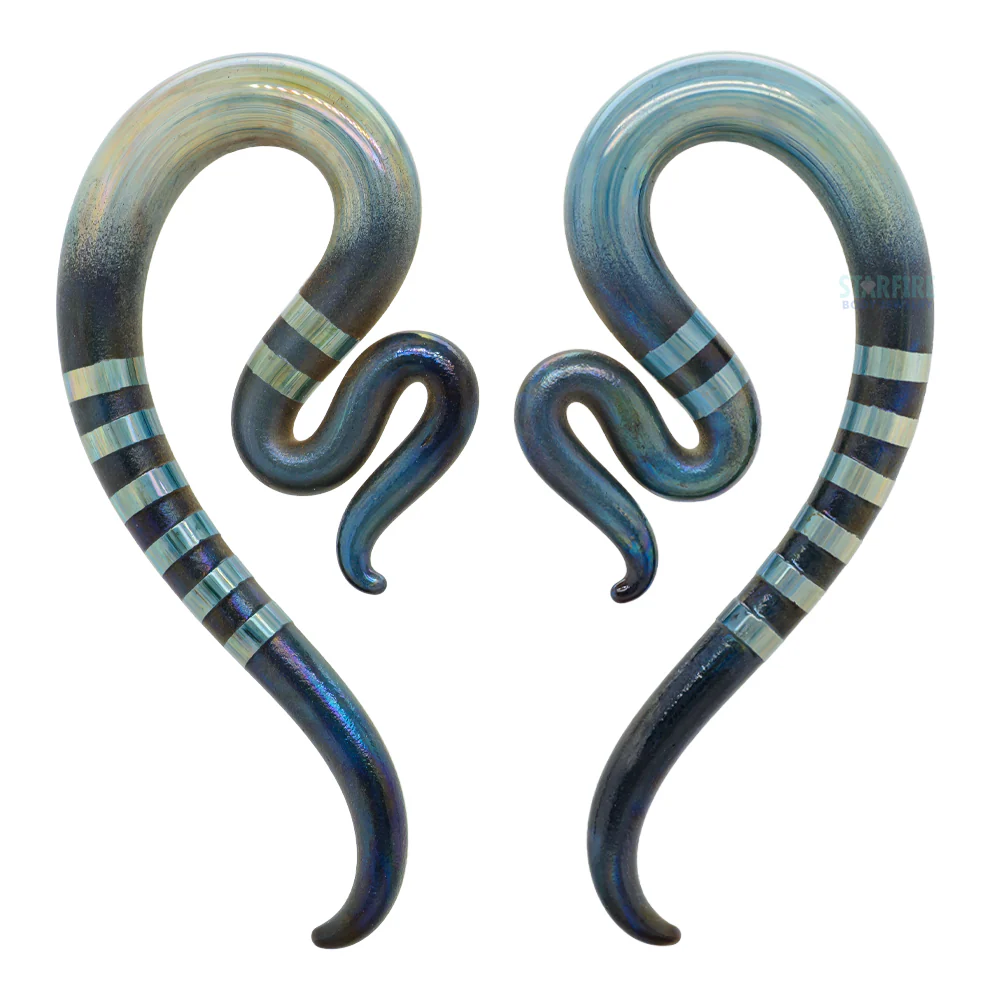 Glass Mini River Snakes - Textured Green Pearl