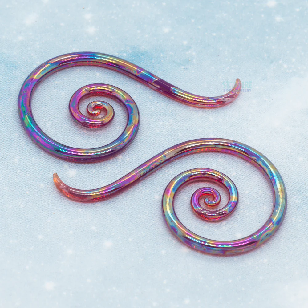 Glass Mini Spiral Snakes - Oil Slick Peacock Amber - Image 2