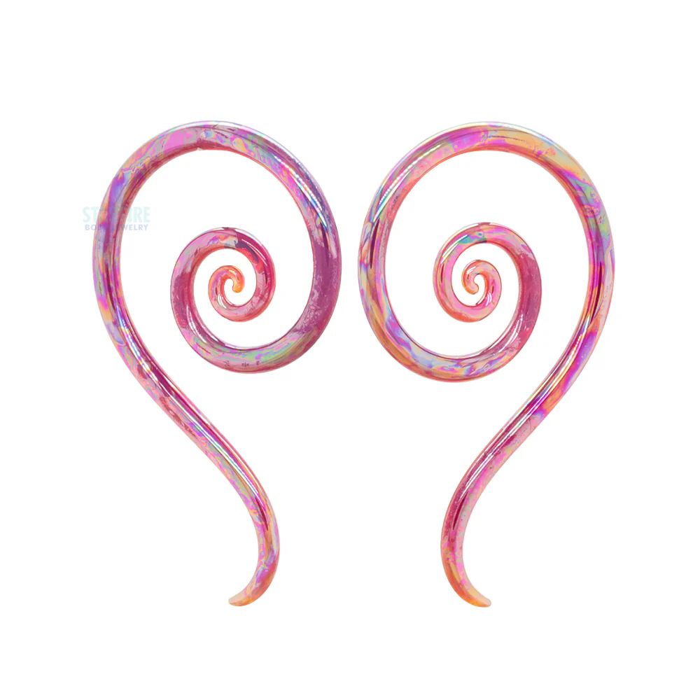 Glass Mini Spiral Snakes - Oil Slick Peacock Amber - Image 3