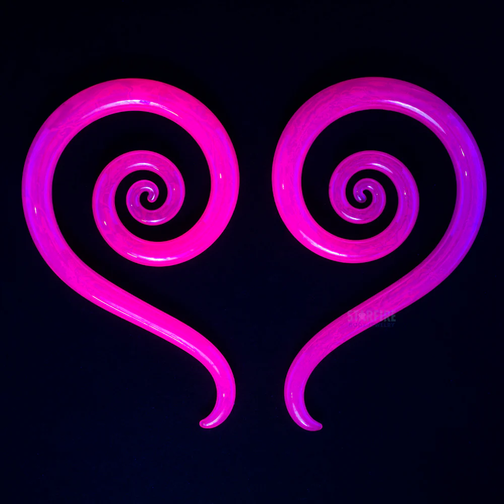 Glass Mini Spiral Snakes - Oil Slick UV Secret Pink - Image 2
