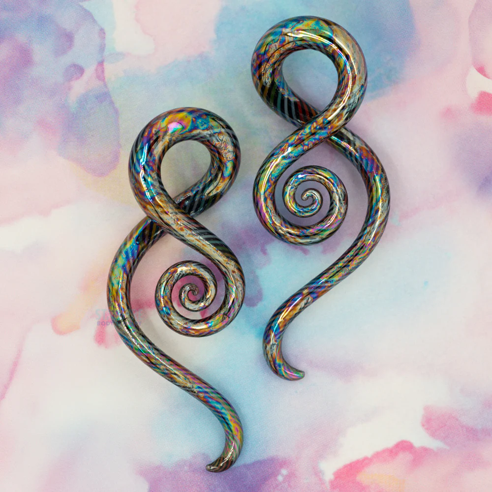 Glass Mini Squids - Oil Slick Twisted Spectrum - Image 2