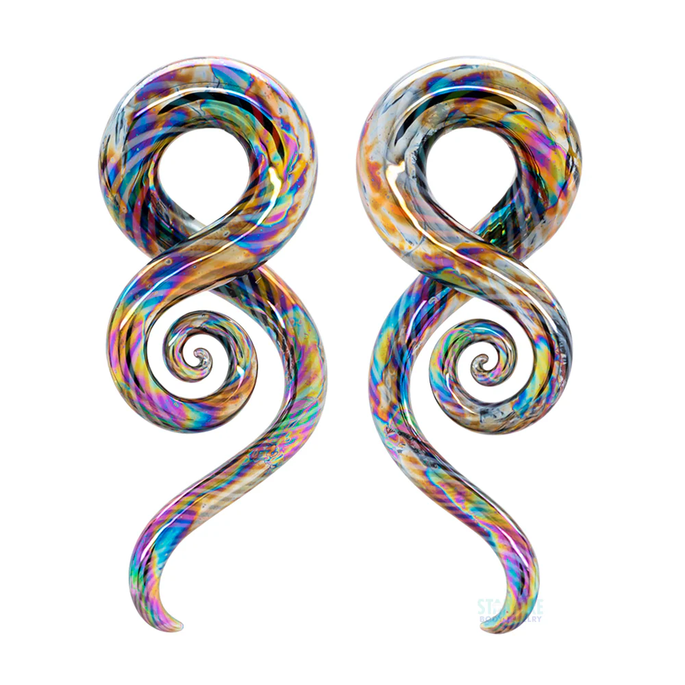 Glass Mini Squids - Oil Slick Twisted Spectrum - Image 3