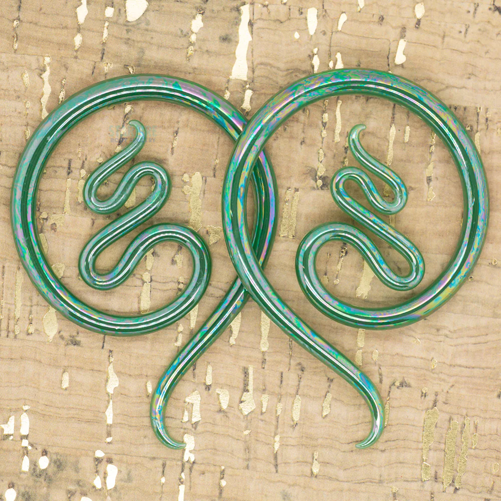 Glass Nika Moons - Oil Slick Jade - Image 2