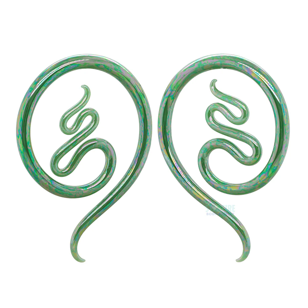 Glass Nika Moons - Oil Slick Jade - Image 3