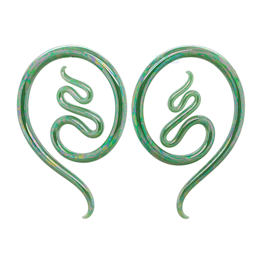 Glass Nika Moons - Oil Slick Jade - Image 4
