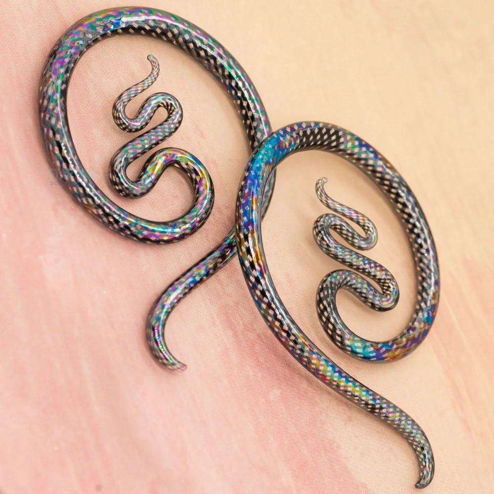 Glass Small Nika Moons - Oil Slick Black Fishnet - Image 2