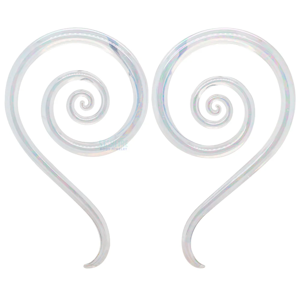 Glass Spiral Snakes - Oil Slick Ghost Opal