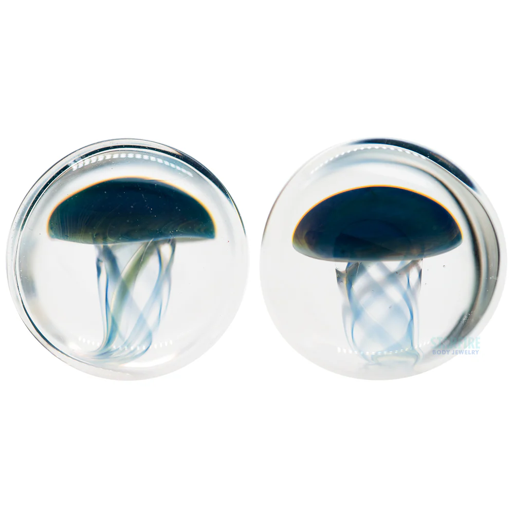 Jellyfish - Blue Moon on Clear Glass Plugs - Image 2