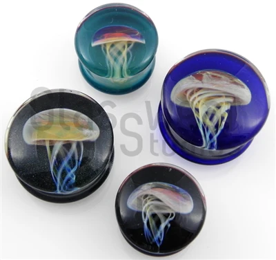 Jellyfish - Blue Moon on Clear Glass Plugs - Image 3