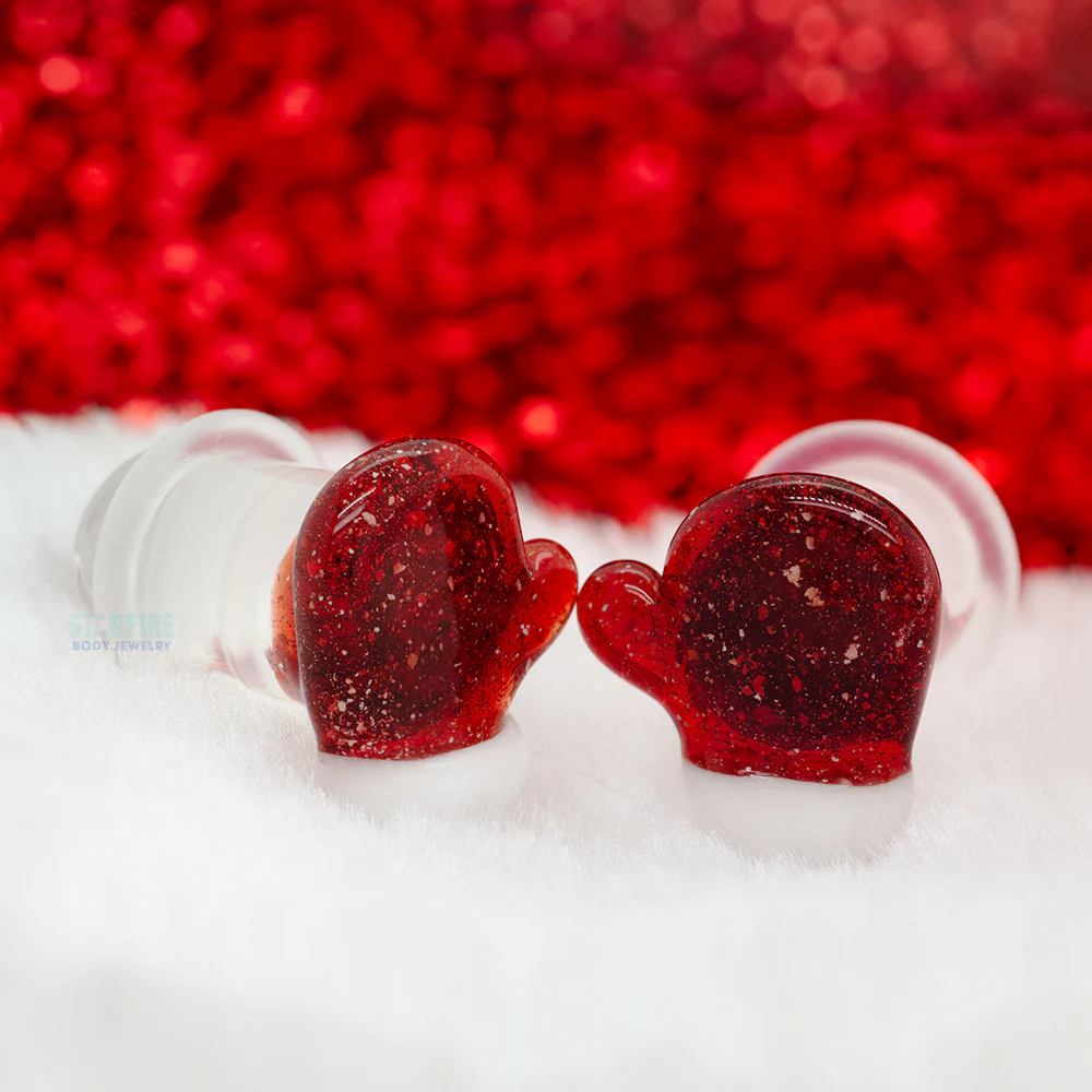 Mitten Glass Plugs - Ruby - Image 2