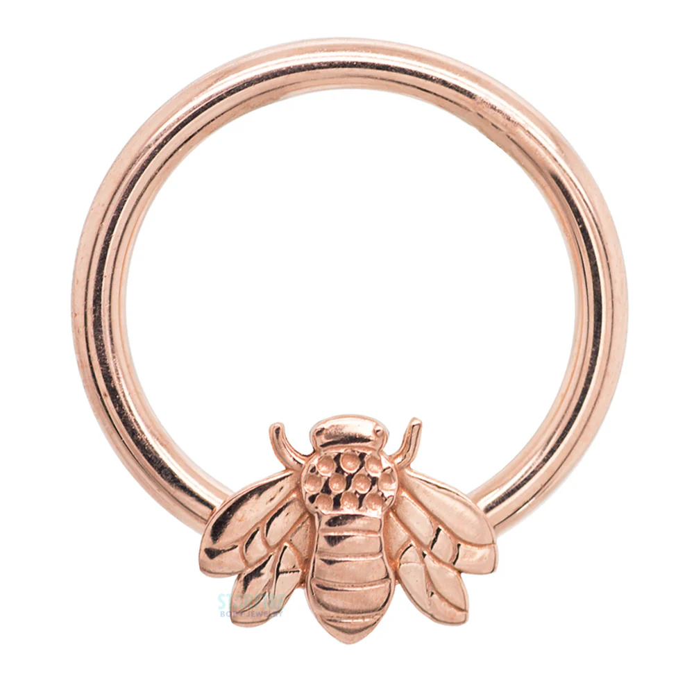Bee Gold Captive Bead Ring (CBR) - Image 11