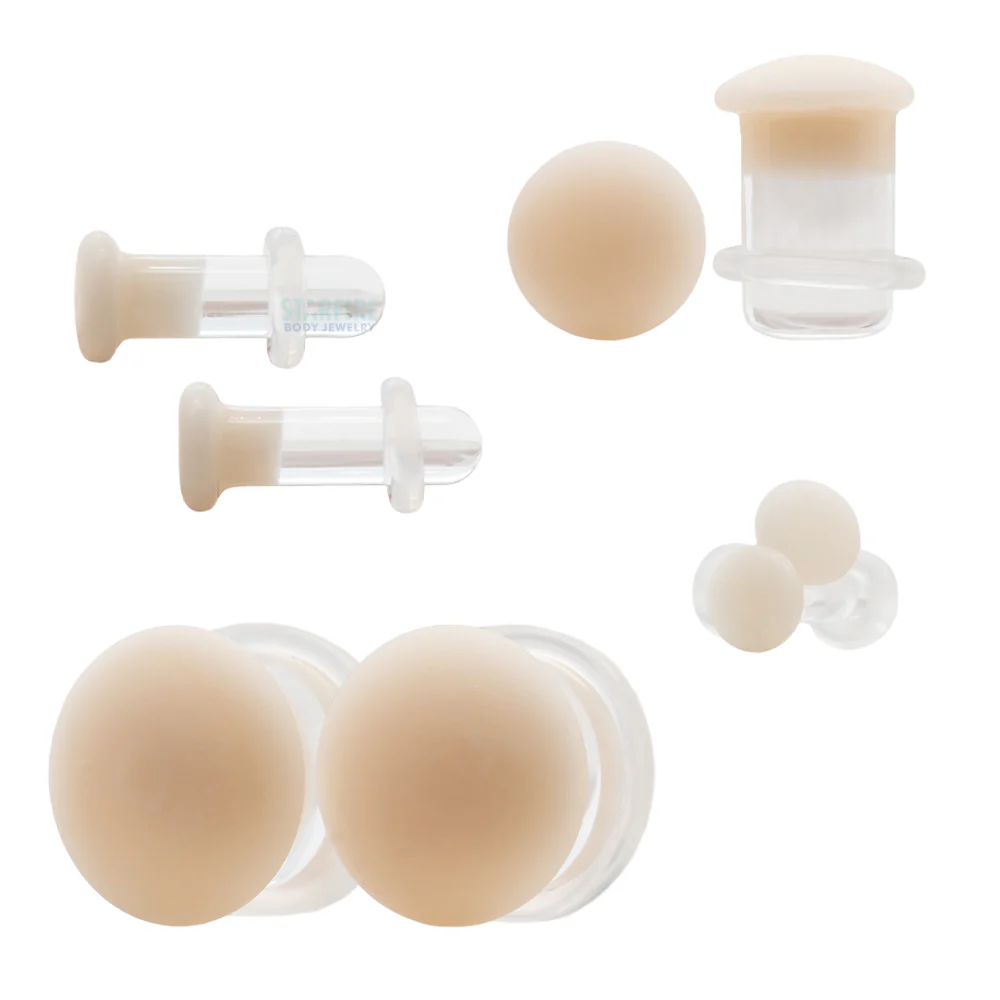 Glass Color Front Plugs - Matte Skin Tone 4