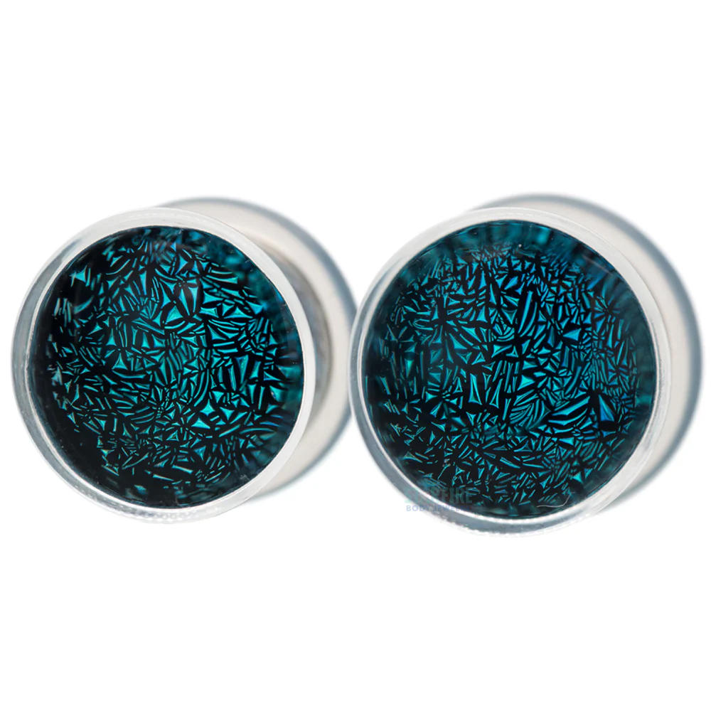 Dichroic Glass Plugs - Blue - Image 3