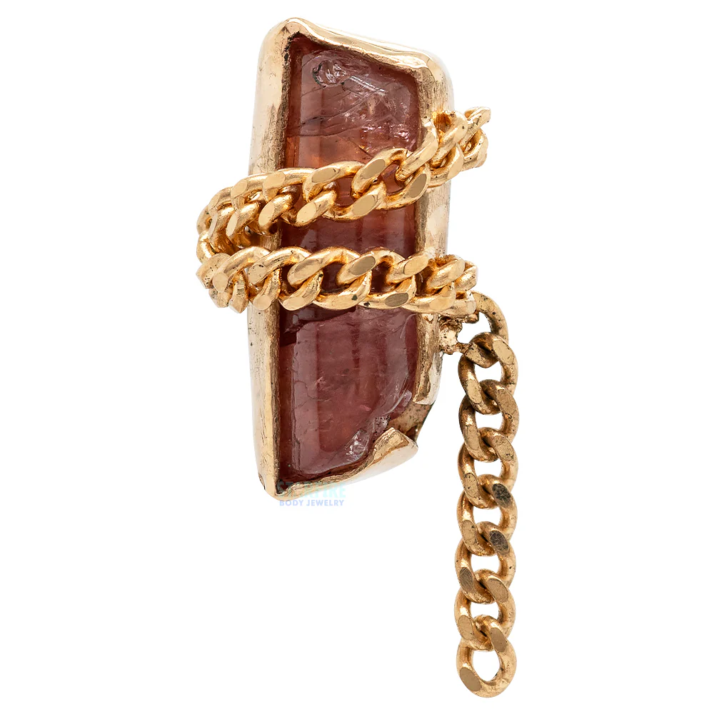 "Same ol' Situation" Threaded End in Gold with Tumbled Pink Tourmaline - Image 3