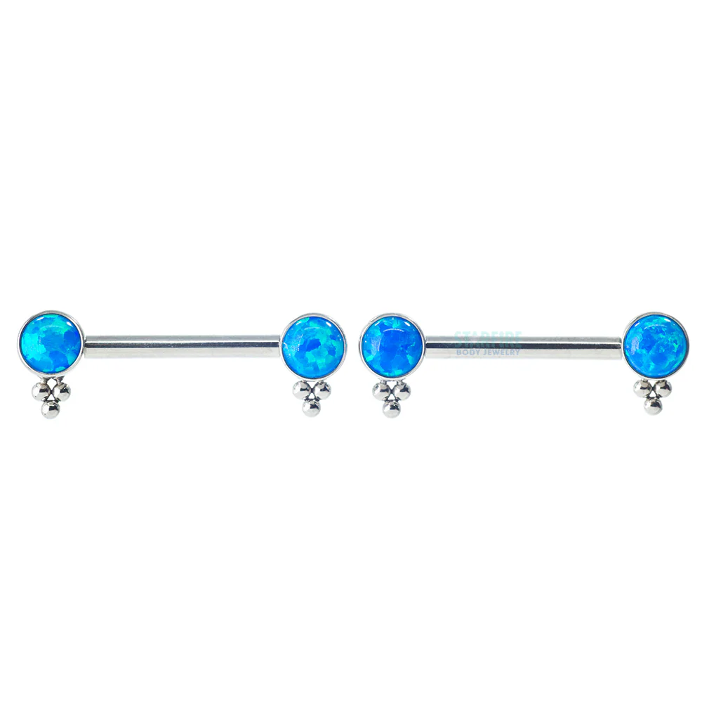HC1TT 'Haute Couture' Side Set Opal Nipple Barbells - pair - Image 5