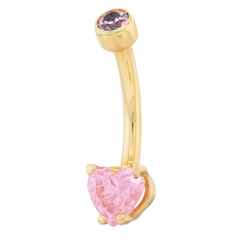 Heart-Cut Brilliant-Cut Gem Navel Curve in Gold - Image 2