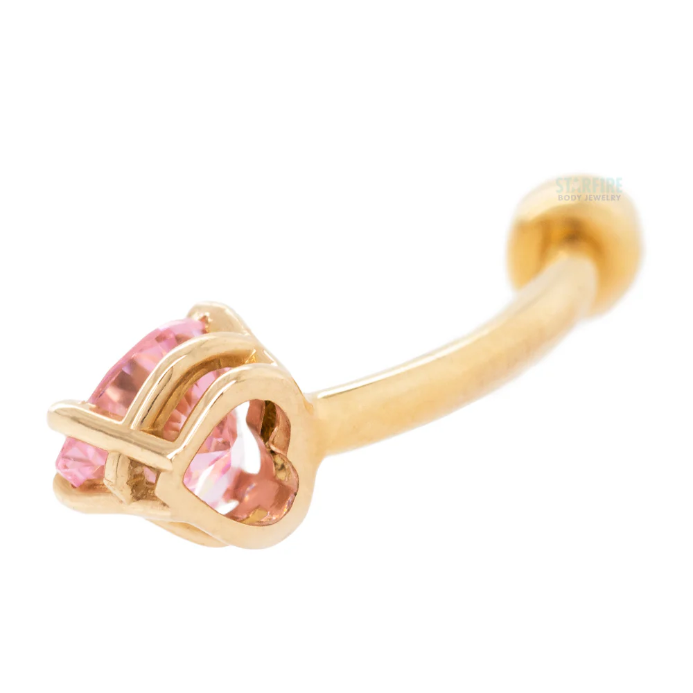 Heart-Cut Brilliant-Cut Gem Navel Curve in Gold - Image 3