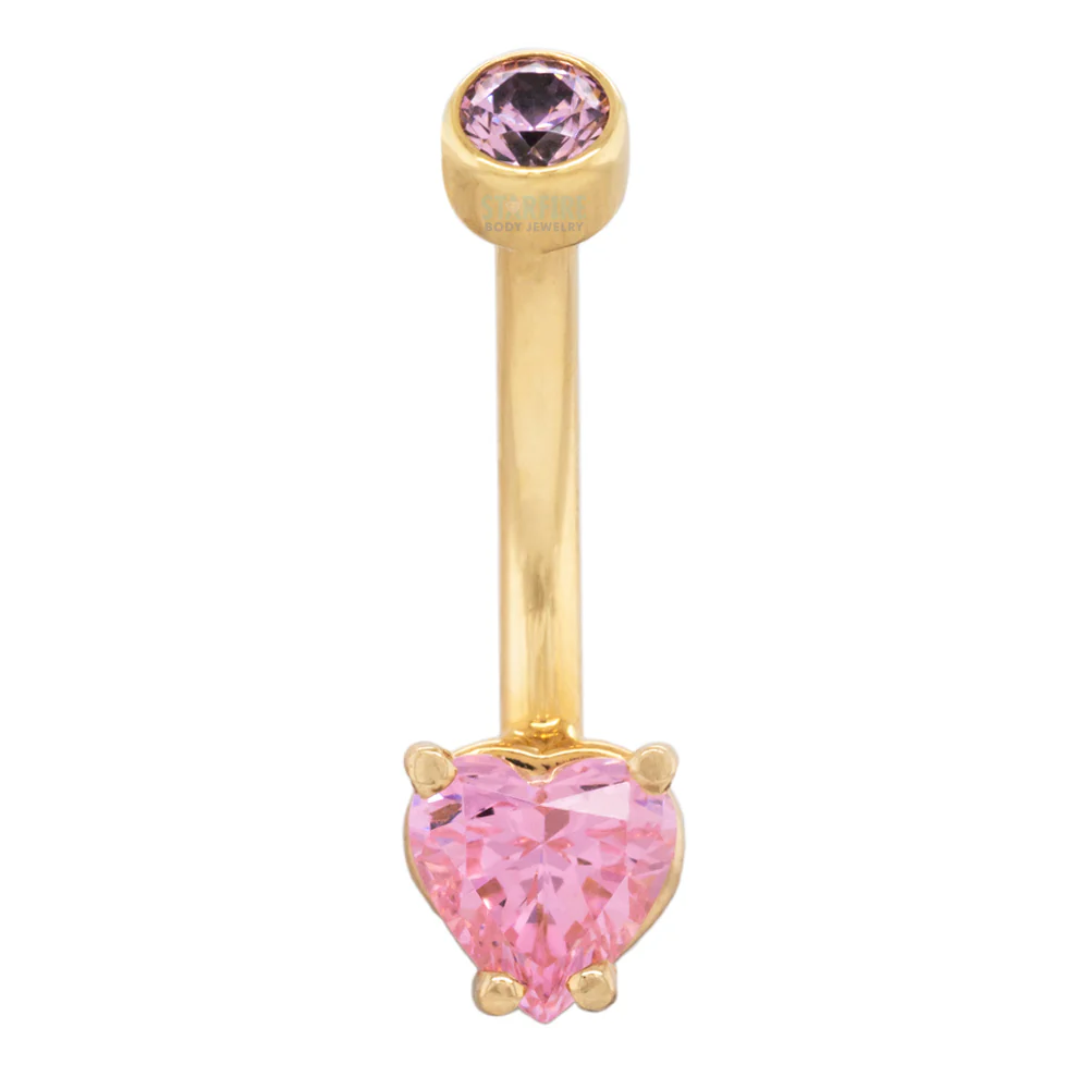 Heart-Cut Brilliant-Cut Gem Navel Curve in Gold - Image 4