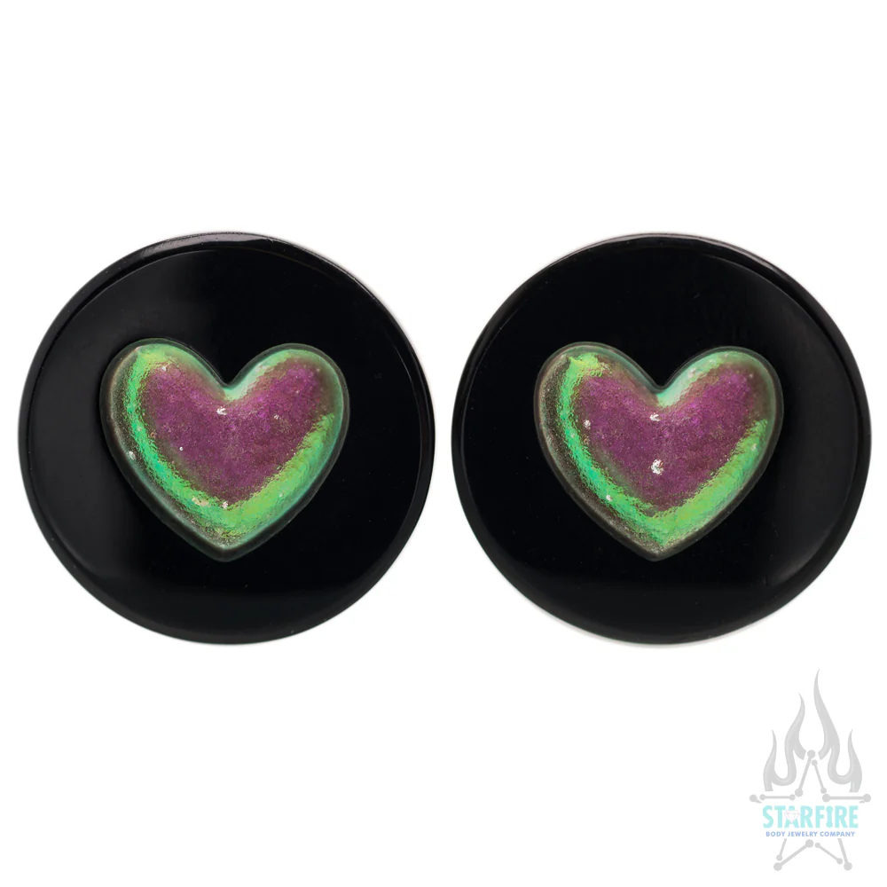 Heart Dichroic Glass Plugs - Image 3