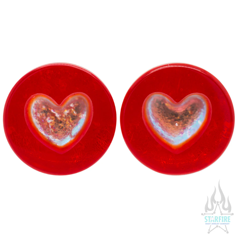 Heart Dichroic Glass Plugs - Image 4