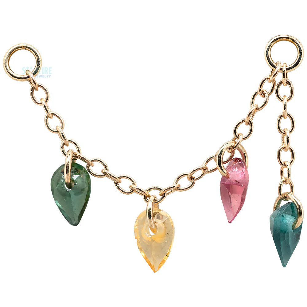 "Ate That" Chain Attachment in Gold with Sapphire