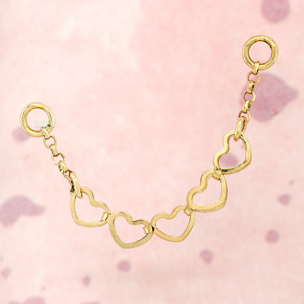 "Barracuda Moving Hearts" Chain Attachment in Gold - Centered - Image 2