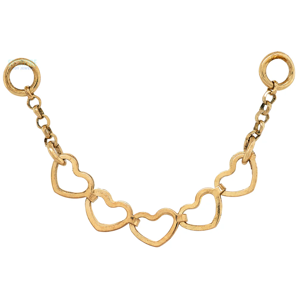 "Barracuda Moving Hearts" Chain Attachment in Gold - Centered - Image 3