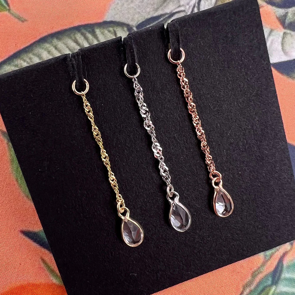 "Dulce" Chain Charm in Gold with White Topaz - Image 2