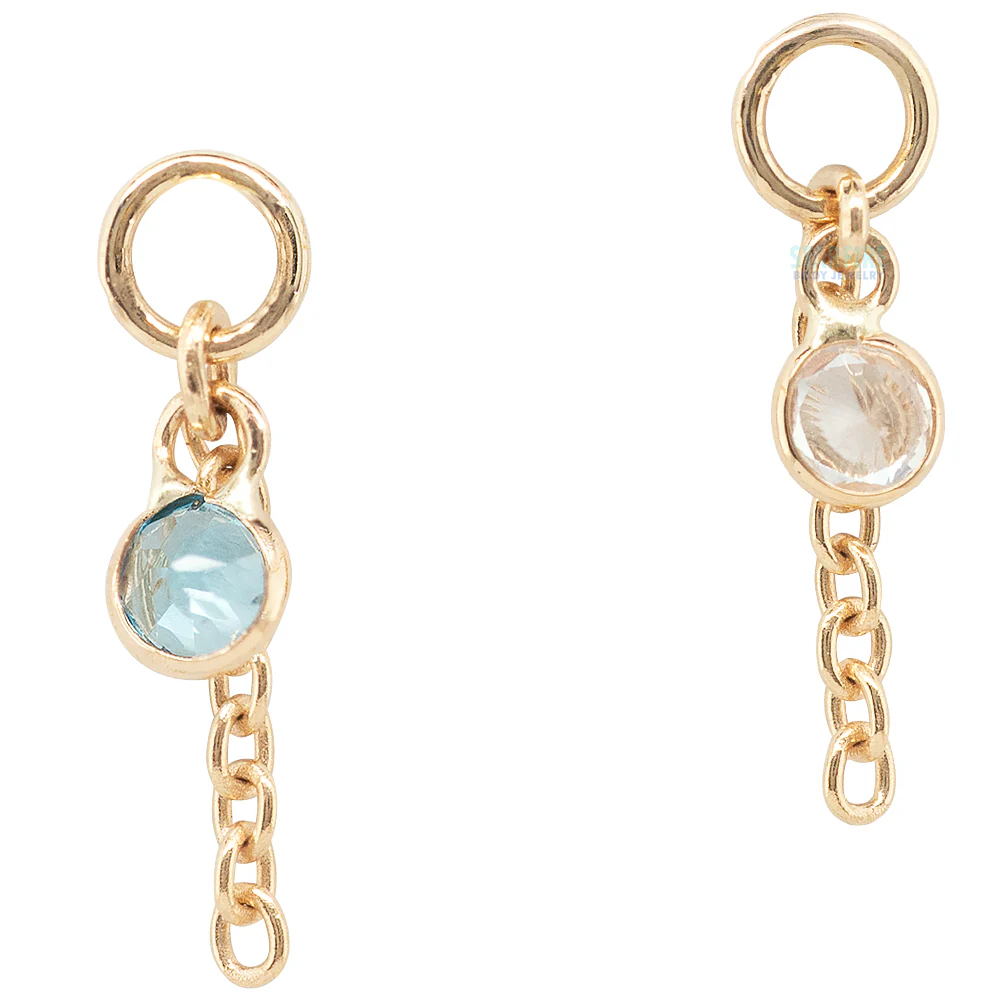 "Future, Past and Present" Chain Charm in Gold with Gemstone