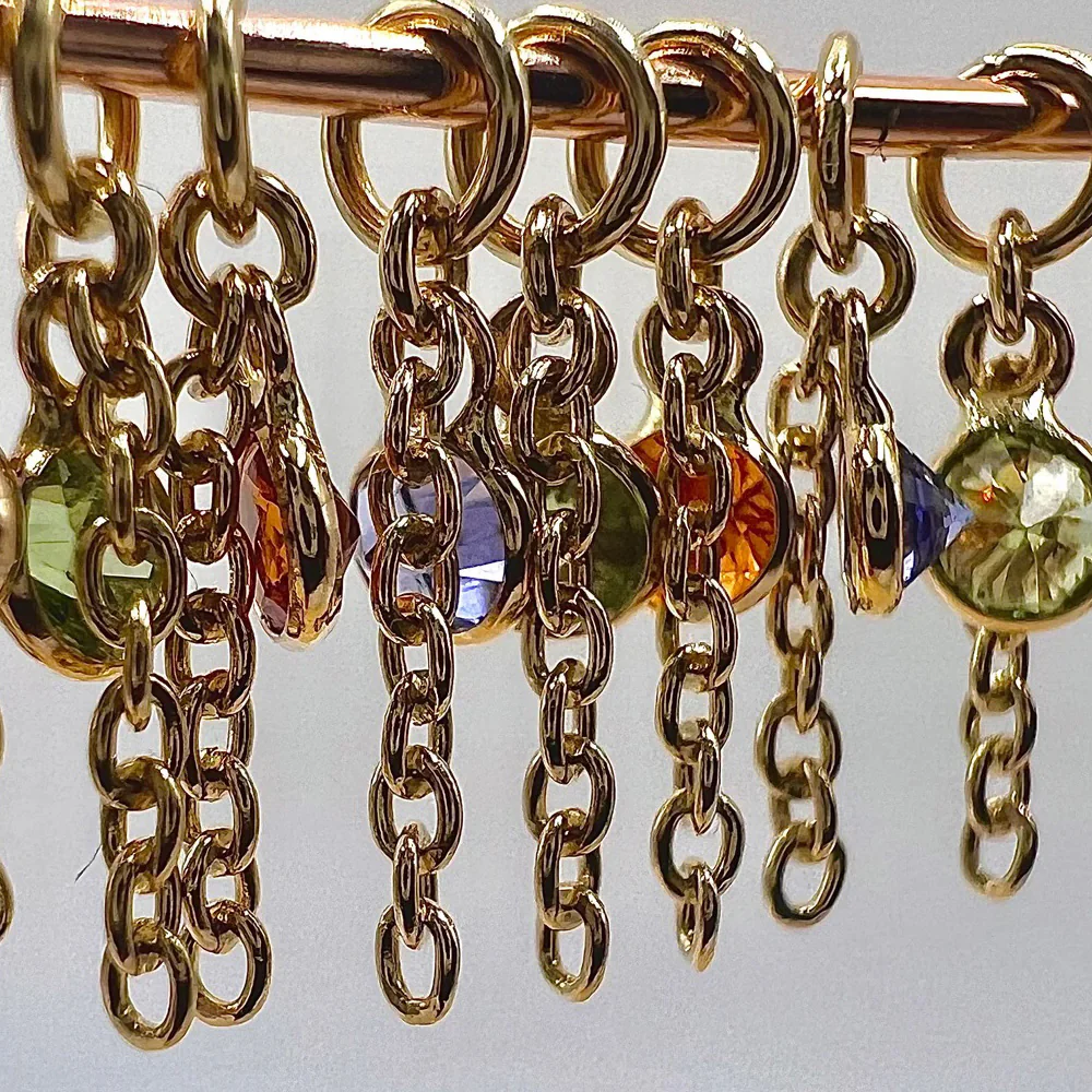 "Future, Past and Present" Chain Charm in Gold with Gemstone - Image 2