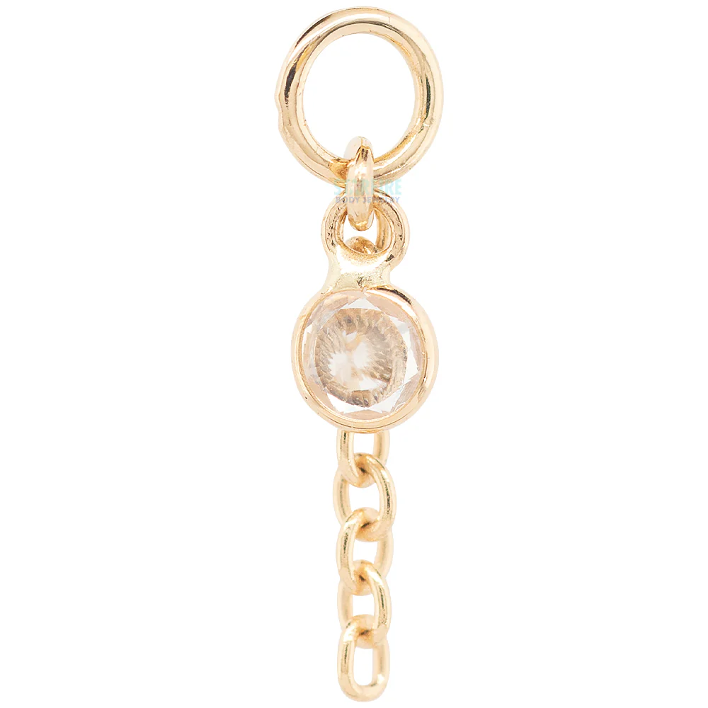 "Future, Past and Present" Chain Charm in Gold with Gemstone - Image 3