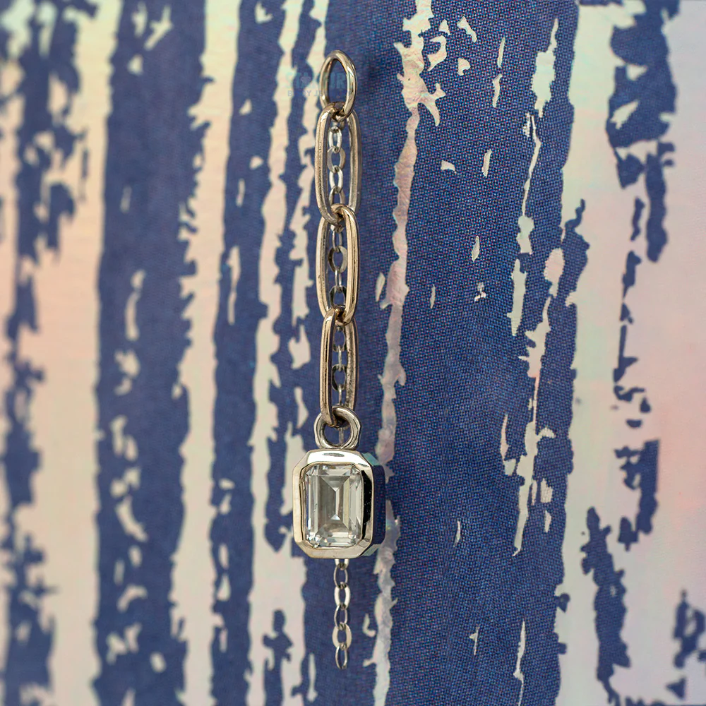 "Marie Me" Chain Charm in Gold with White CZ - Image 2