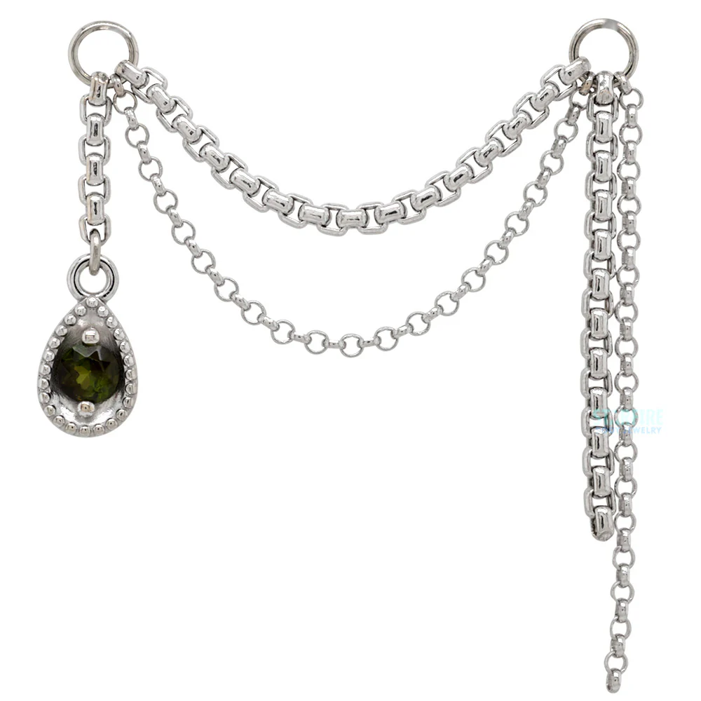 "Money Moves" Chain Attachment in Gold with Green Sapphire