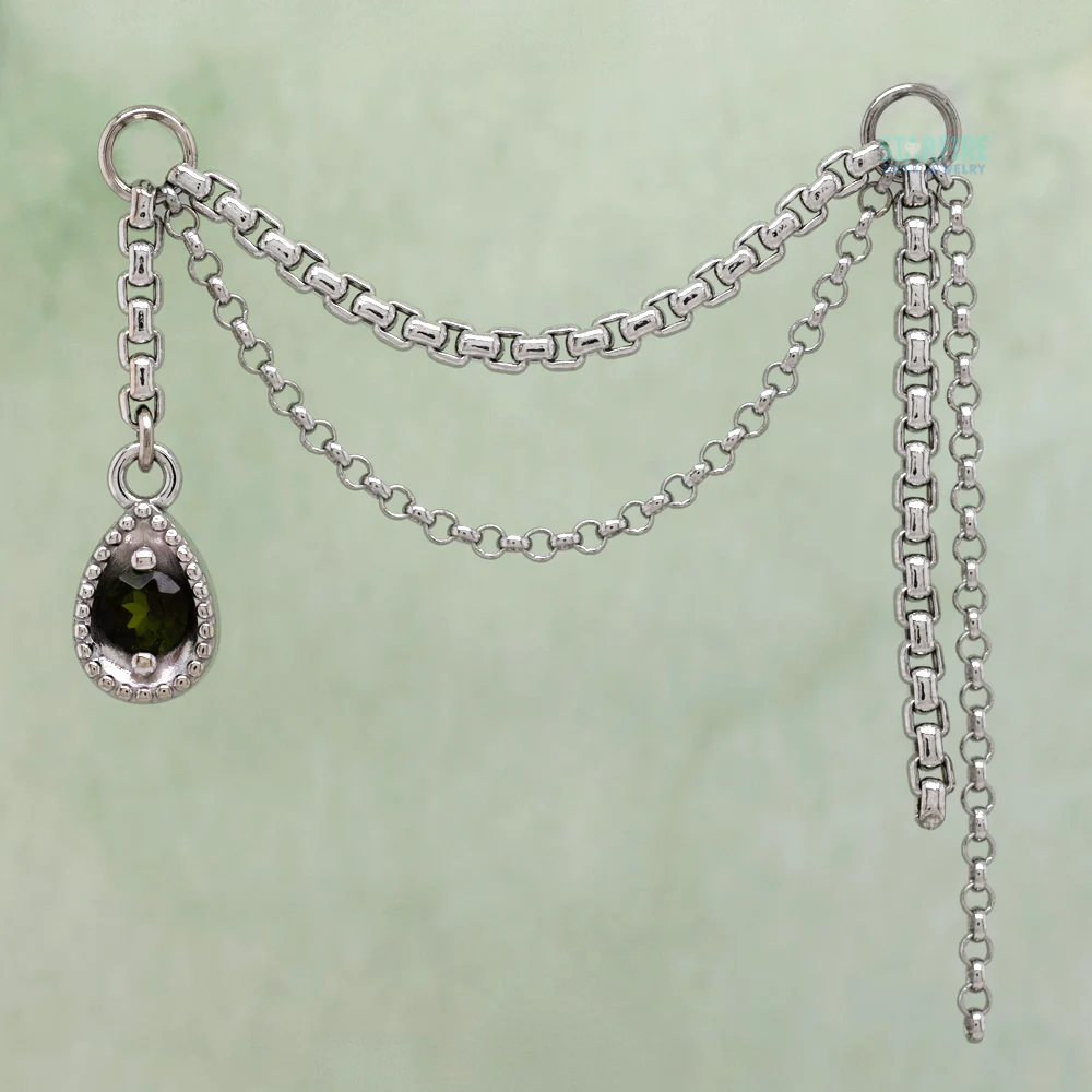 "Money Moves" Chain Attachment in Gold with Green Sapphire - Image 2