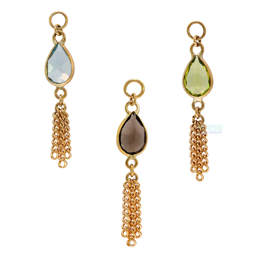 "Ombligo" Chain Charm in Gold with Gemstones