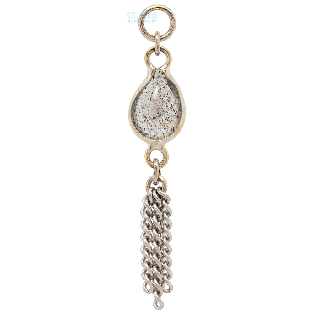 "Ombligo" Chain Charm in Gold with Gemstones - Image 3