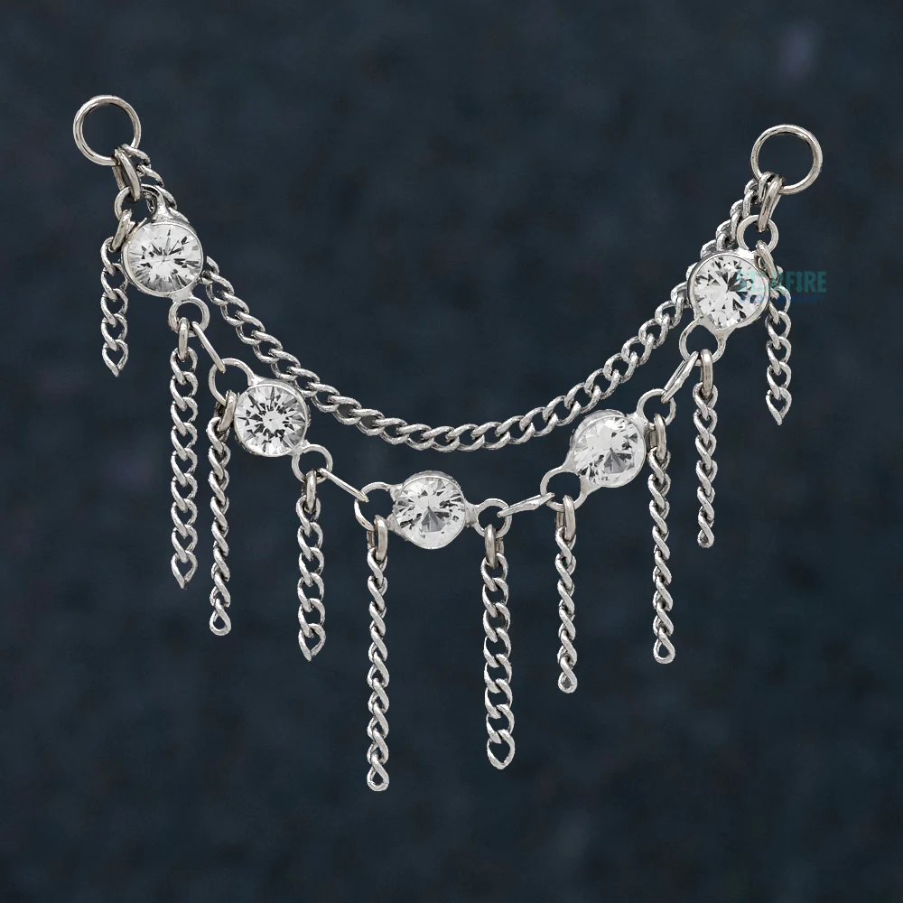 "Over the Topaz" Chain Attachment in Gold with White Topaz - Image 2