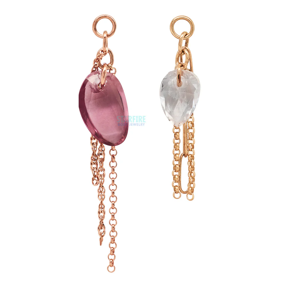 Pear Cut White Sapphire Chain Charm in Gold - Image 3