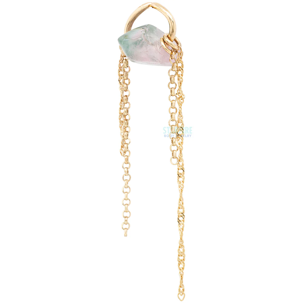 "Ring Around the Tourmaline" Chain Charm in Gold with Tourmaline
