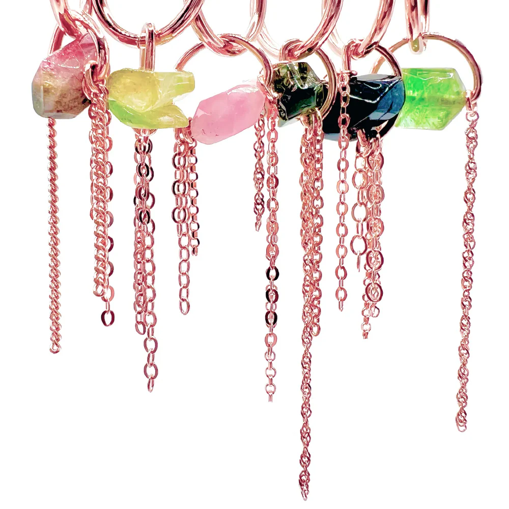 "Ring Around the Tourmaline" Chain Charm in Gold with Tourmaline - Image 3