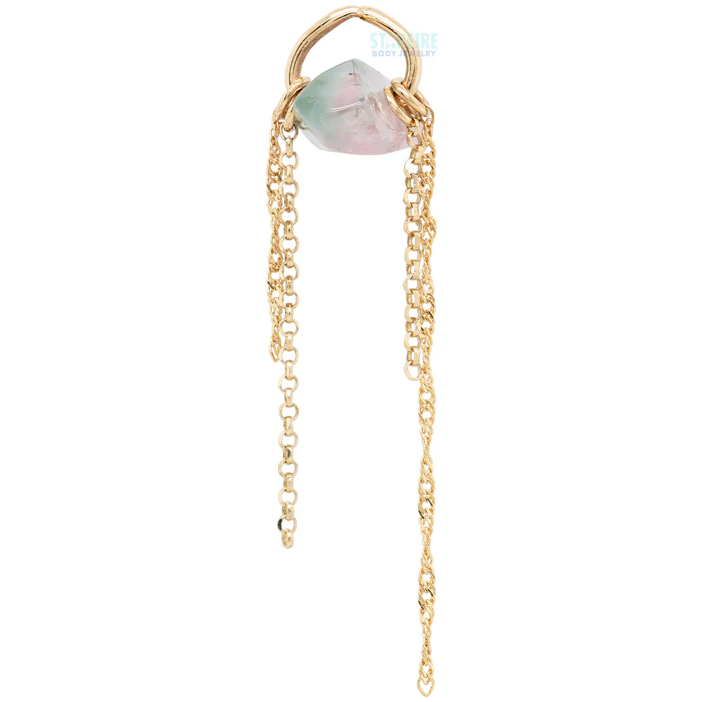 "Ring Around the Tourmaline" Chain Charm in Gold with Tourmaline - Image 4