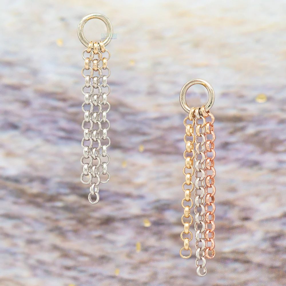 "Rolo Triple Tassel" Chain Charm in Gold - Image 2